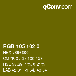 Color code: RGB 105 102 0 | qconv.com