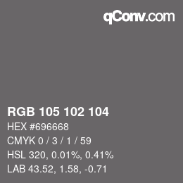 Color code: RGB 105 102 104 | qconv.com