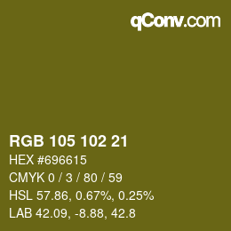 Color code: RGB 105 102 21 | qconv.com
