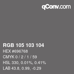 Color code: RGB 105 103 104 | qconv.com