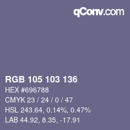 Color code: RGB 105 103 136 | qconv.com