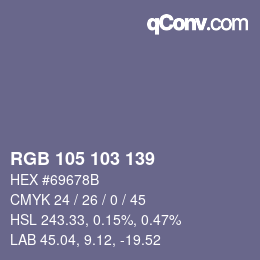 カラーコード: RGB 105 103 139 | qconv.com