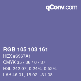 Color code: RGB 105 103 161 | qconv.com