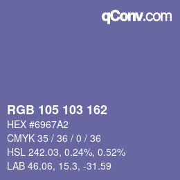 Farbcode: RGB 105 103 162 | qconv.com