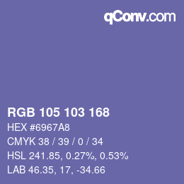 Color code: RGB 105 103 168 | qconv.com