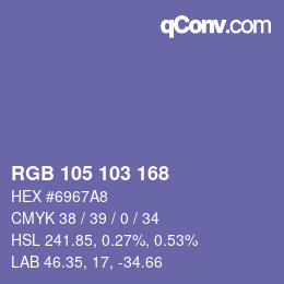 颜色代码: RGB 105 103 168 | qconv.com