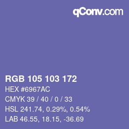 Color code: RGB 105 103 172 | qconv.com
