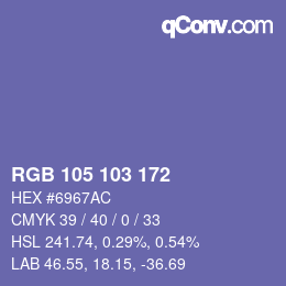 Color code: RGB 105 103 172 | qconv.com