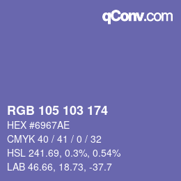 カラーコード: RGB 105 103 174 | qconv.com