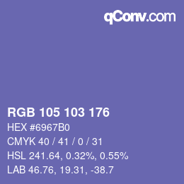 Color code: RGB 105 103 176 | qconv.com