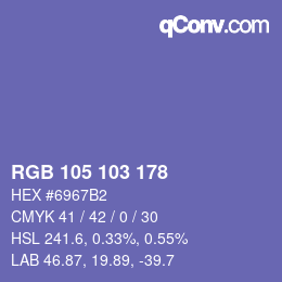 颜色代码: RGB 105 103 178 | qconv.com