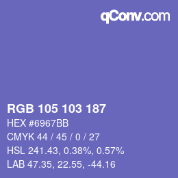 Color code: RGB 105 103 187 | qconv.com