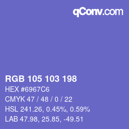 Color code: RGB 105 103 198 | qconv.com