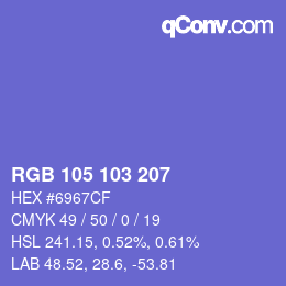 カラーコード: RGB 105 103 207 | qconv.com