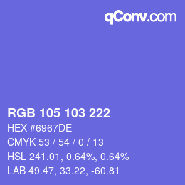 Color code: RGB 105 103 222 | qconv.com