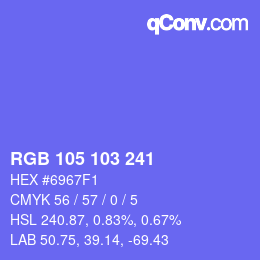 Color code: RGB 105 103 241 | qconv.com