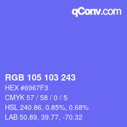 Color code: RGB 105 103 243 | qconv.com