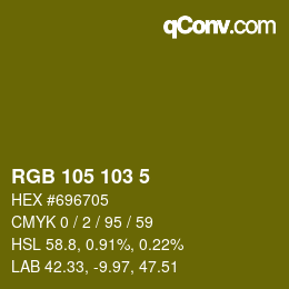 Color code: RGB 105 103 5 | qconv.com