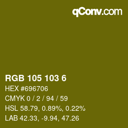 Color code: RGB 105 103 6 | qconv.com