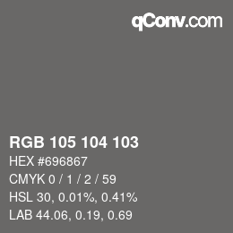 Color code: RGB 105 104 103 | qconv.com