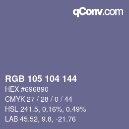 Código de color: RGB 105 104 144 | qconv.com