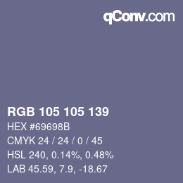 Color code: RGB 105 105 139 | qconv.com