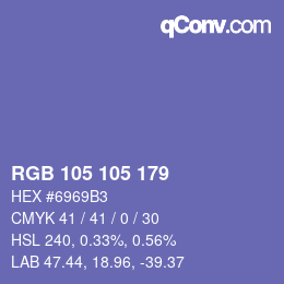 Color code: RGB 105 105 179 | qconv.com