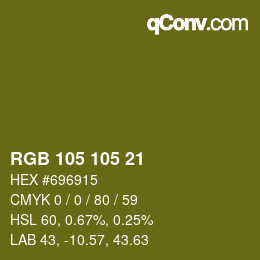 Color code: RGB 105 105 21 | qconv.com