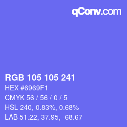 Color code: RGB 105 105 241 | qconv.com