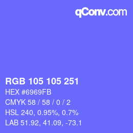 Color code: RGB 105 105 251 | qconv.com