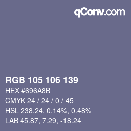 カラーコード: RGB 105 106 139 | qconv.com