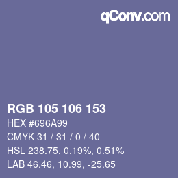 カラーコード: RGB 105 106 153 | qconv.com