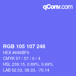 Color code: RGB 105 107 246 | qconv.com
