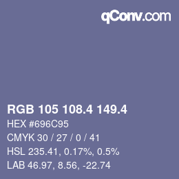 カラーコード: RGB 105 108.4 149.4 | qconv.com