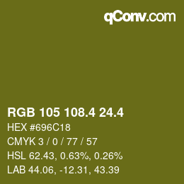 カラーコード: RGB 105 108.4 24.4 | qconv.com