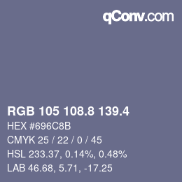 カラーコード: RGB 105 108.8 139.4 | qconv.com