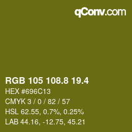 カラーコード: RGB 105 108.8 19.4 | qconv.com
