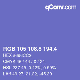 カラーコード: RGB 105 108.8 194.4 | qconv.com
