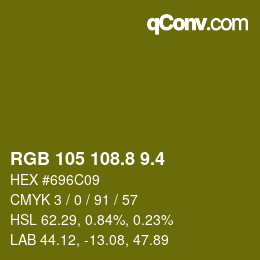 カラーコード: RGB 105 108.8 9.4 | qconv.com