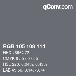 Código de color: RGB 105 108 114 | qconv.com