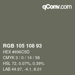 Código de color: RGB 105 108 93 | qconv.com