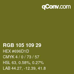 颜色代码: RGB 105 109 29 | qconv.com