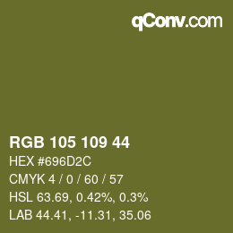 Color code: RGB 105 109 44 | qconv.com