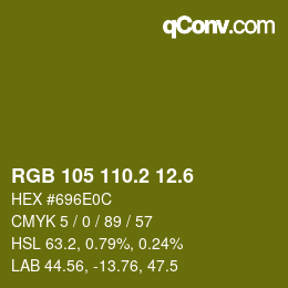 カラーコード: RGB 105 110.2 12.6 | qconv.com