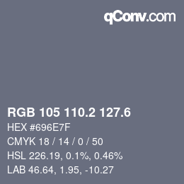 カラーコード: RGB 105 110.2 127.6 | qconv.com
