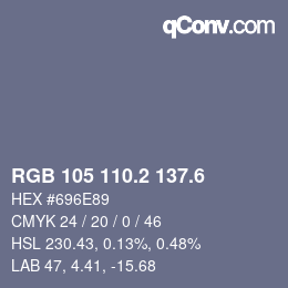 カラーコード: RGB 105 110.2 137.6 | qconv.com