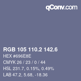 カラーコード: RGB 105 110.2 142.6 | qconv.com