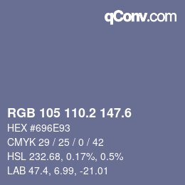 カラーコード: RGB 105 110.2 147.6 | qconv.com