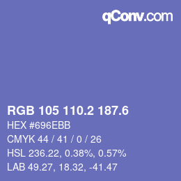 カラーコード: RGB 105 110.2 187.6 | qconv.com