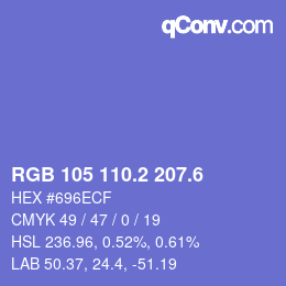 カラーコード: RGB 105 110.2 207.6 | qconv.com